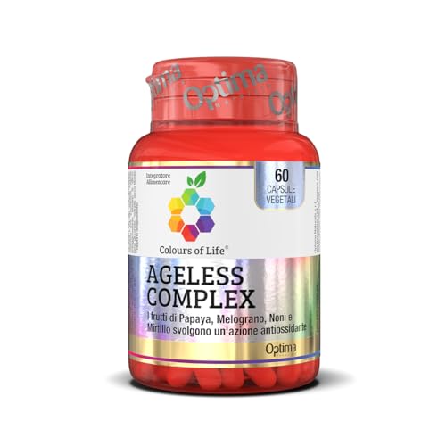 Ageless Complex - integratore alimentare con Papaya, Melograno, Noni, Mirtillo e Sambuco, protegge le cellule dallo stress ossidativo, antiossidante, 60 capsule Colours Of Life