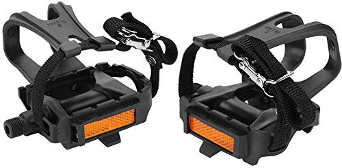 UFANME Bike Pedals, Bicycle Pedals Fitness Exercise Spin Bike with Toe Clips Cage and Straps for Outdoor Cycling and Indoor Stationary Bike 9/16-Inch Spindle Resin/Alloy Bicycle Multi-Purpose Pedals - Thumbnail 2