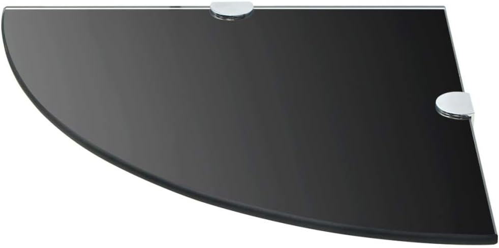 Black Corner Shelf Wall Mounted Small Floating Triangular Shelf for Bathroom Kitchen Storage Tempered Glass Display Rack 9.8 x 9.8 Inch