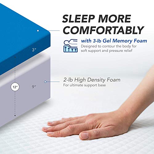 Dynasty Mattress 12" Cooling Gel Memory Foam Bed (Medium Firm - Twin Size) - Thumbnail 5
