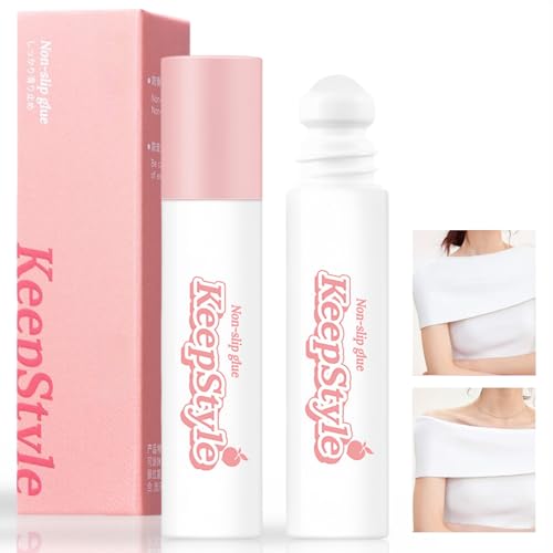 Roll on Skin Adhesive,Body Tape for Clothes,Invisible Low Collar Strap Fixing,Skin Glue to Keep Clothing in Place,Non-Slip Glue Skin-Friendly,Clear Tape Adhesive for Skin,for All Fabric Types