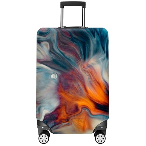 Travel Luggage Cover Suitcase Protector Scratch-Resistant Fit Not Included Suitcase Abstract Painting Blue Orange White Colors XL-30-32in