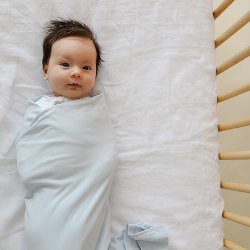 snuggle me Swaddle | Organic Cotton Swaddle Blanket, Soft Stretch, 47 x 47 inches (Bluebell) - Thumbnail 5