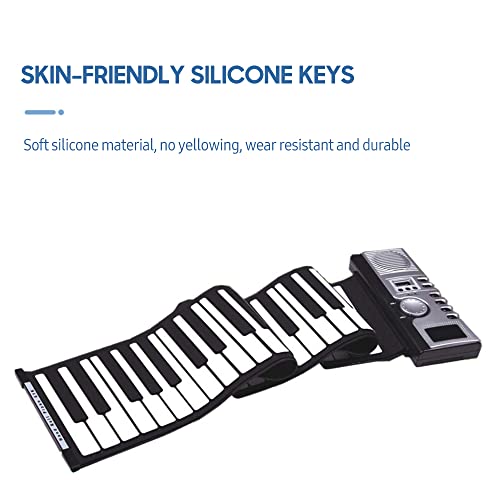 clavier électronique,HUIOP Clavier de piano enroulable 61 touches Piano électronique portable en silicone souple avec haut-parleur intégré Affichage LCD Fonction MIDI d’enregistrement pour enfants adu - Les Beatles, Paul McCartney, John Lennon, RIngo Starr, George Harrison clavier électronique,HUIOP Clavier de piano enroulable 61 touches Piano électronique portable en silicone souple avec haut-parleur intégré Affichage LCD Fonction MIDI d'enregistrement pour enfants adu – Image 3
