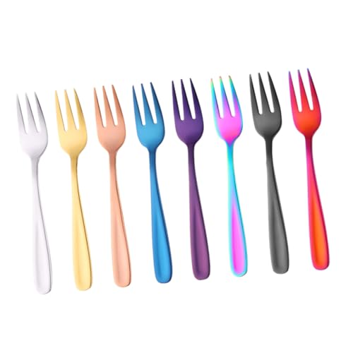 Zerodeko 8 pezzi Forchettine da Dessert in Acciaio Inossidabile Design Ergonomico Leggero per Frutta Torte e Buffet per Bar Party Estivi e Uso