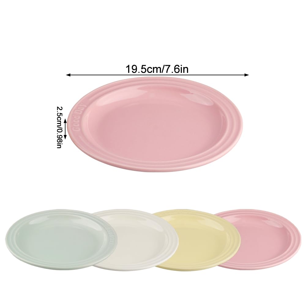4 Stück Kuchenteller Dessertteller 19 cm Speiseteller Frühstücksteller Keramik für Desserts, Salate, Kuchen, Frühstück, Erwärmen in der Mikrowelle, Reinigung in der Spülmaschine
