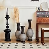 3 Pack Large Floor Vases - Tall Standing Decor for Living Room, Dining Room, Entryway, Fireplace & Corners - Black Grey