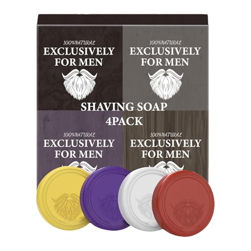 Jvjggag Barra de afeitar para hombres,Barra de afeitar - 4 jabones para el cuidado de la barba,Hidrata y protege, espuma, barra portátil para un afeitado, mejora tu cuidado
