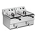 Royal Catering Freidora Eléctrica Profesional para Hostelería RCPSF 18ETH (Potencia: 2 x 3.000 W, 2 x 11 L de volumen total / 2 x 9 L de aceite, Temperatura: 60 - 200 °C)