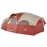 TOMOUNT 8-Person Tent - Quick & Easy Setup Camping Tent, Professional Waterproof & Windproof Fabric, 5 Large Mesh for Ventilation, Double Layer, Lightweight & Portable with Carry Bag, Red ...