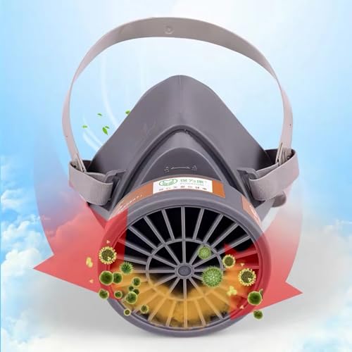 8 ni 1 Atemschutzmaske Gase Dämpfe | Gasmaske für Lackier, Feinstaub, Arbeitein, Schleifen | Staubmasken, Handschuhe, Schutzbrille, Patronen und Staubfilter,10 x Filterwatte
