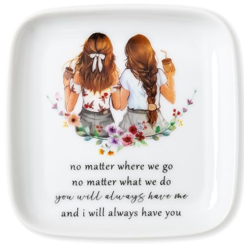 Crisky Best Friend Birthday Gifts for Women, No Matter Where We Go, No Matter What We Do, You Will Always Have Me, and I Will Always Have You, Going Away Long Distance Friendship Ring Dish