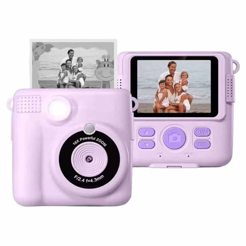 Appareil photo numérique instantané violet avec carte TF 32Go et papier d'impression pour enfant