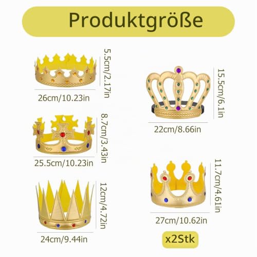 chenyu Krone König 6 Stück Geburtstagskrone Krone Gelb königskrone