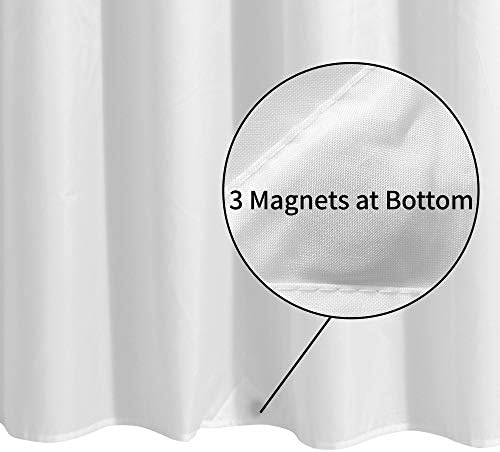 ALYVIA SPRING Waterproof Fabric Shower Curtain Liner with 3 Magnets - Soft Hotel Quality Cloth Shower Liner, Light-Weight & Machine Washable - Standard Size 72x72, White - View 4
