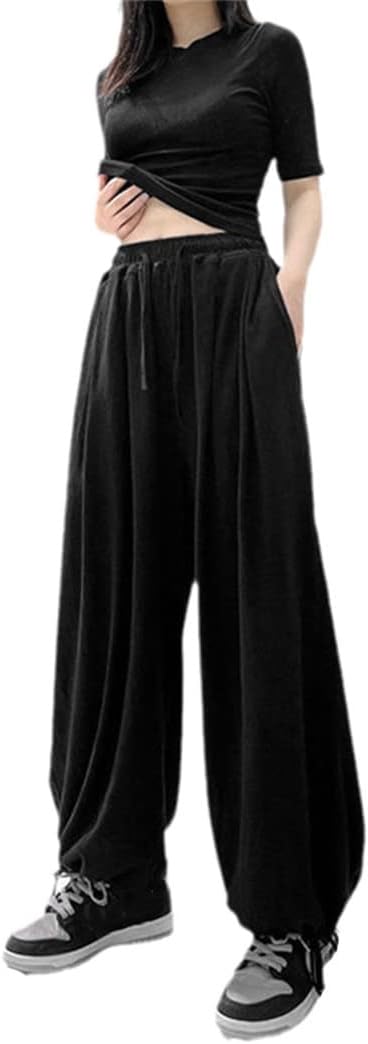 KEHAIOO Oversize Gray Joggers Sweatpants, Women Korean Black Jogging Sports Pants, Female Loose Wide Leg Trousers