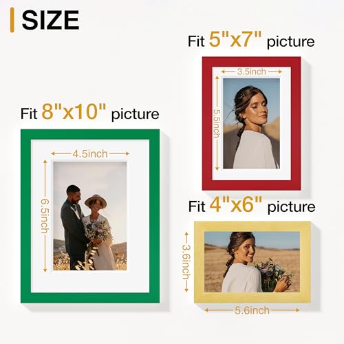 Image of Vittanly Picture Frames Set of 10, Picture Frames Collage Wall Decor with Two 8x10, Four 5x7 and Four 4x6 Photo Frames, Gallery Wall Frame Set for Wall or Tabletop Display, Green, Red and Gold