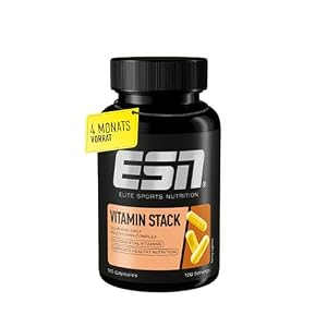 ESN Vitamin Stack, Multivitamin Kapseln, 120 Stück – 4 Monate Vorrat, hochdosiert, 13 wertvolle Vitamine in einer Kapsel, nur 1 Kapsel täglich, made in Germany