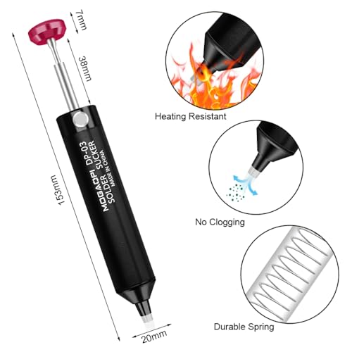 Image of Solder Sucker Desoldering Pump with Spare nozzle, Desoldering Wick, Vacuum Pump Solder Remover Tool for Electronics Repair
