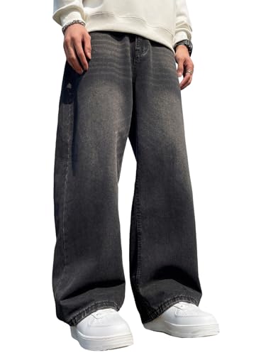 Zewool Jeans Baggy Hip Hop per Uomini,Jeans Skater a Gamba Larga,Pantaloni in Denim a vestibilità...