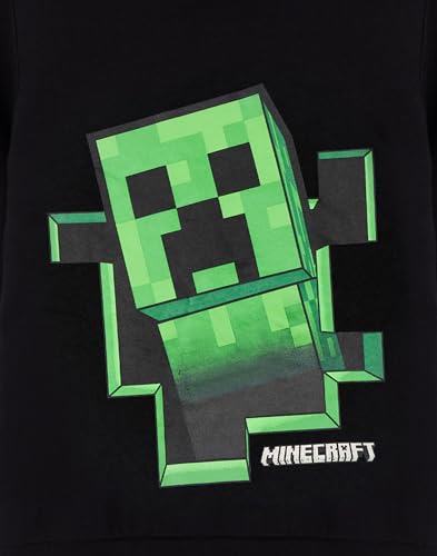 Minecraft Jungen Kapuzen-Sweatshirt | Kinder & Jugendliche Schwarzer Grafik-Kapuzenpullover | Game Sprite Jumper Creeper Block Pop Out Sweatshirt | Gamer Merchandise Geschenk für Ihn