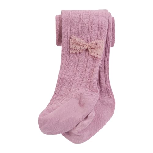 Baby Girls Cotton Tights Cable Knit Leggings Warm Stretchy Solid Pantyhose Stocking Pants for (Purple, 2-4 Years)