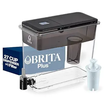 Brita UltraMax Large Water Dispenser with 1 BritaPlus Filter, 27 Cup Capacity, Black (Package May Vary)