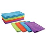 EAI Education CleanWipe Large Microfiber Cloths, 12' x 15', Aqua, Purple, Orange and Lime Green - Set of 24