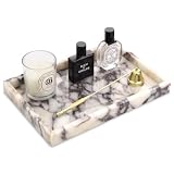 Marmor Tablett Natürlicher Modern Luxuriöser Badezimmertablett Kosmetiktablett Vielseitiges Deko Tablett Küche Arbeitsplatten für Schlüssel, Kaffee, Parfüm, Schmuck Calacatta Viola 30 x 20 x 3 cm