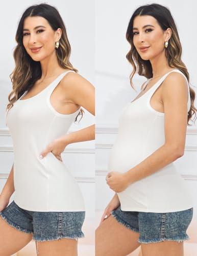PACBREEZE Women's Maternity Tank Top U-Neck Sleeveless Pregnancy Basic Clothes Vest, S-XL2
