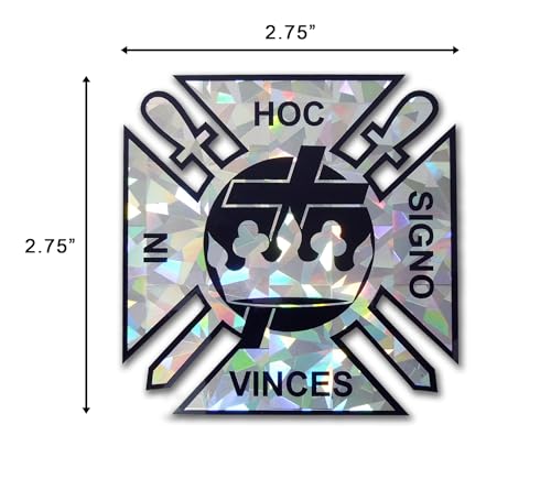 Image of Elektroplate Knights Templar Masonic Silver Reflective Car Decal 2.75 inch | Premium Weatherproof Automotive Grade Metallic Cross & Crown Sticker for Water Bottle, Laptop & More; Made in the USA