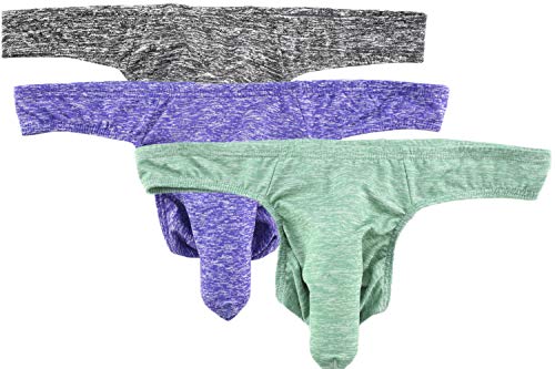 Naturemore Men's Sexy Elephant Nylon Underwear Briefs Trunk 3 Pack, Bk+bu+gr, Medium