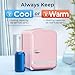 Antarctic Star 4L/6 Cans Compact Refrigerator,Portable Mini Fridge Skin Care,Cooler and Warmer for Bedroom,Car,Office & Dorm, Small Cooler for Cosmetics/Beverage/Food,PINK