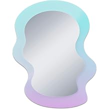 Svartur Iridescent Magnetic Wavy Mirror, 6.8" X 5.2", Shatterproof Decorative Mirror for School, Refrigerator, Home Decor