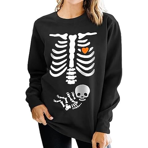 SOFEON Halloween Skeleton Maternity Sweatshirt Cover