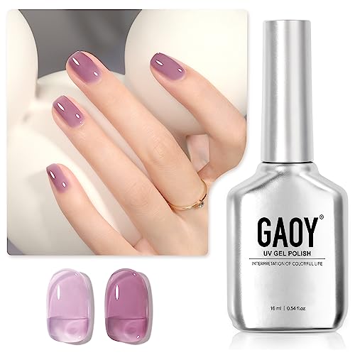 GAOY Jelly Nude Purple Gel Nail Polish, 16ml Sheer Neutral Transl...