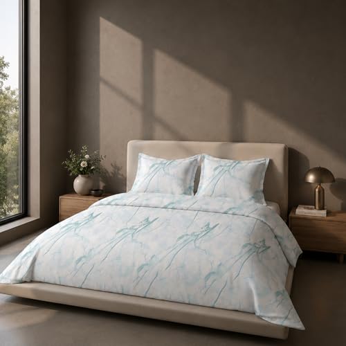 Image of VELOURA Tie-Dye Bedsheet Set, 100% Cotton, King Size 108x108 Inches, 300 Thread Count, with 2 Pillow Covers, Green