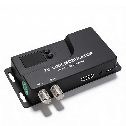 Dpofirs RF Modulator, 471.25MHz–885.25MHz 1080P HD Coaxial Converter Supports NTSC PAL Formats HDMI 1.4 to RF Adapter for TV Game Console Satellite Box DVD PC