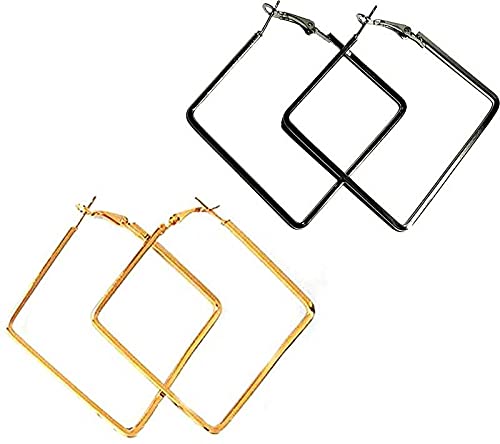 DENICRAAS A combo of high-polish hoop Dark brown and golden earrings featuring a square shape 2p (B09GW6WQMV) Amazon Price History, Amazon Price Tracker