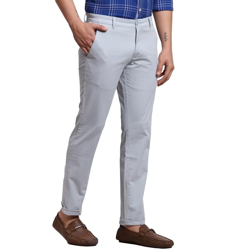 Image of Parx Men's Solid Pattern Lrt Cotton Blend Flat Front Casual Trouser
