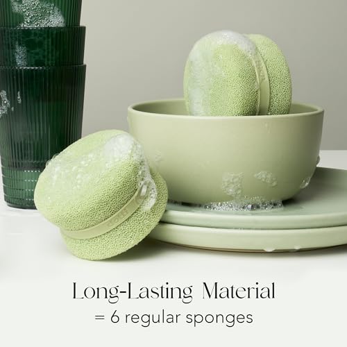 Image of Dotti Super Scrubber Silicone Sponge - Odor-Free, Non-Scratch, Fast-Drying, and Dishwasher-Safe Dish Scrubber - Also for Showers, Tile, and Counters - 3 Pack, Sage