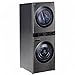 LG WashTower Stacked Smart Laundry Center 4.5 Cu.Ft. Front Load Washer & 7.4 Cu.Ft. Electric Dryer in Black Steel w/Steam WKEX200HBA