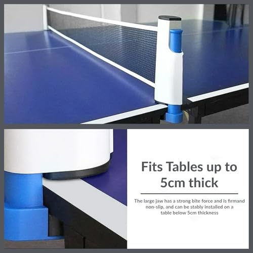 Image of GISCO Portable Retractable Table Tennis Net for Any Table Table Tennis (T.T) Net Set | Portable Ping Pong Net | Quick Easy Setup and Push Clamp Net with Adjustable Length