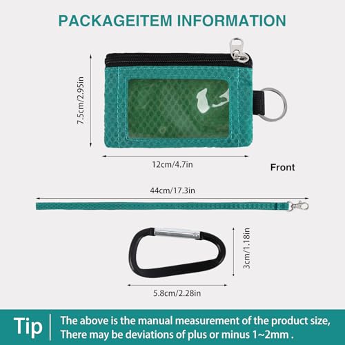 Image of MASAPHlL Small Lanyard Wallet for Women /Men with RFID Blocking ID Card Wallet, Minimalist Nylon Zipper Pouch, Travel Neck Wallet with Keychain, ID Window for Card,Coin,Cash (Olive Green+Green)