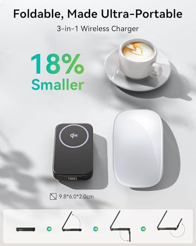 INIU 3 in 1 Wireless Charging Station, Qi2 Certified 15W Travel Charger for Apple Multiple Devices, Foldable Charger Stand for iPhone 17 16 15 14 13 12 Series Apple Watch AirPods (with Adapter) image 2
