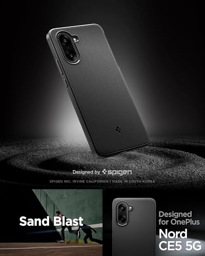 Image of Spigen Essential Sand Blast | OnePlus Nord CE 5 5G Case [Air Cushion Protection] [Flexible] OnePlus Nord CE 5 5G Back Cover | TPU - Matte Black
