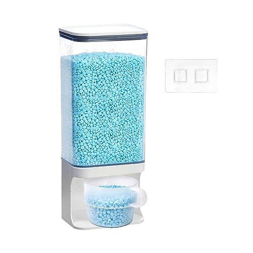 Scent Booster Dispenser, Laundry Detergent Dispenser with Cup, Washing Powder Storage Container, Wall-Mounted 1500 ml Dry Food Tank Bucket Box with Lid for Washing Powder Cereals Grain Beans
