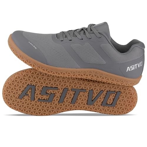 ASITVO Men's Minimalist Wide Toe Box Barefoot Zero Drop Shoes Sneakers Size 11 Width Trail Running Hiking Walking Dark Grey Oxford 45