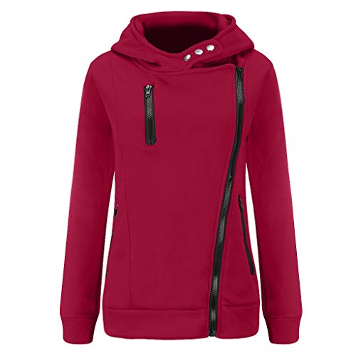Preisvergleich Produktbild GOKOMO Jacke Damen Sweatjacke Hoodie Sweatshirtjacke Pullover Oberteile Kapuzenpullover Reißverschluss Herbst und Winter Warm(Wein,XX-Large)