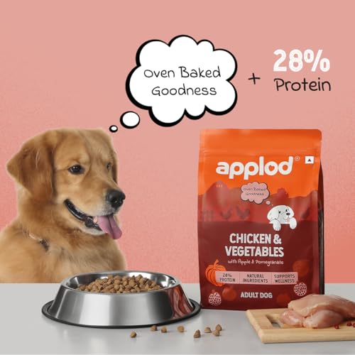 Image of Chicken & Vegetables with Apple & Pomegranate Adult Dry Dog Food | Oven-Baked Complete Nutrition for Skin & Coat Health | Vet-Reviewed Formula | 2kg